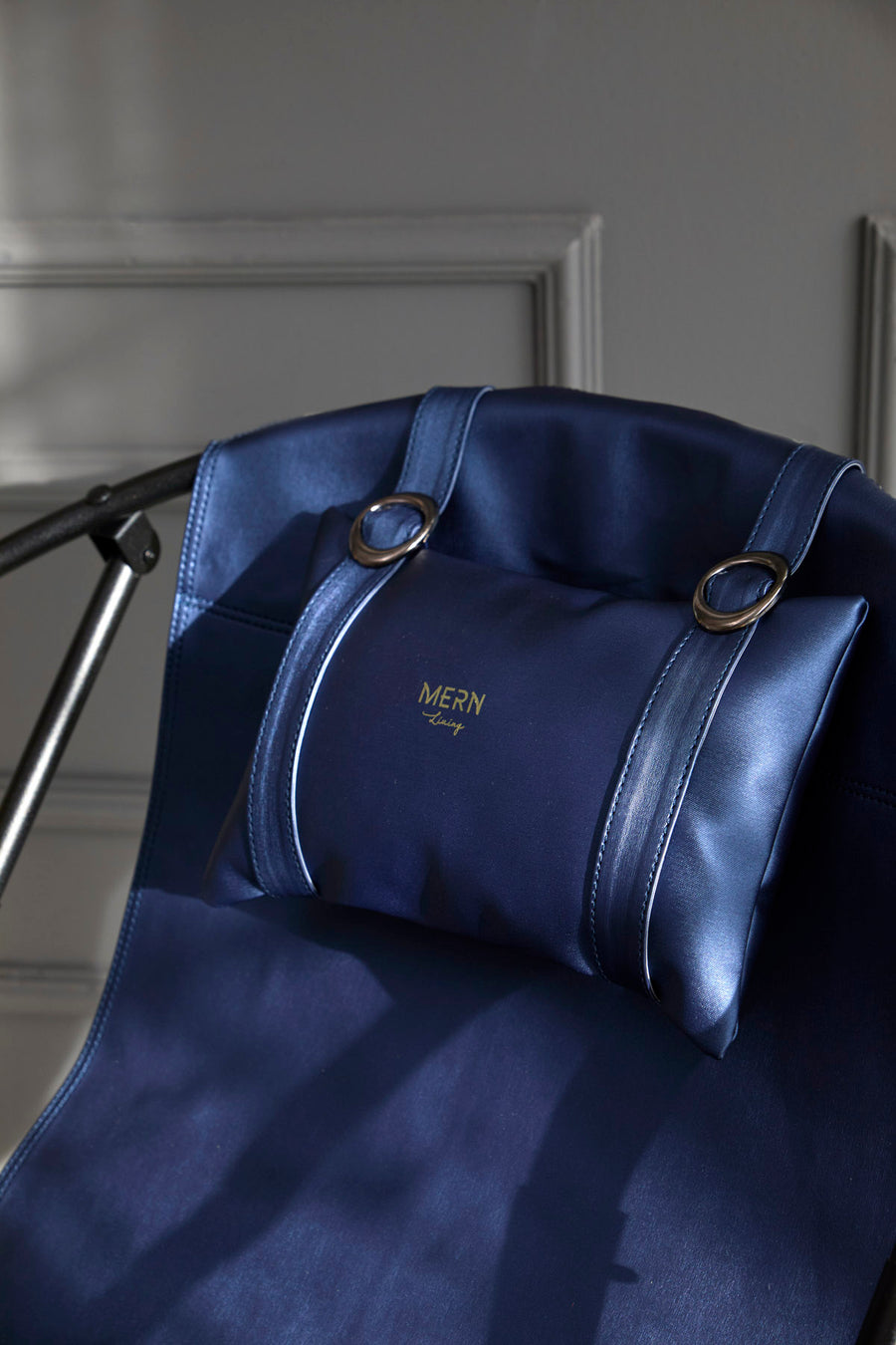 Leather Folding Chair - Indigo