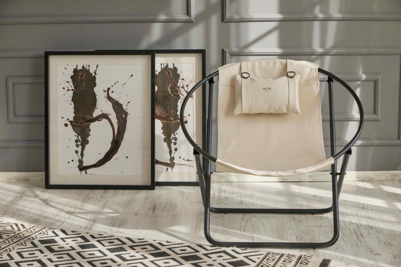 Leather Folding Chair - Off White