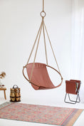 Load image into Gallery viewer, Teak Frame Genuine Leather Hanging Chair