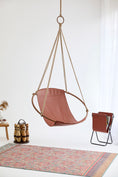 Load image into Gallery viewer, Teak Frame Genuine Leather Hanging Chair
