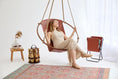 Load image into Gallery viewer, Teak Frame Genuine Leather Hanging Chair