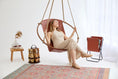 Load image into Gallery viewer, Teak Frame Genuine Leather Hanging Chair
