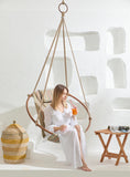 Load image into Gallery viewer, Teak Frame Canvas Hanging Chair - Boves Rast Blue