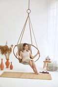 Load image into Gallery viewer, Teak Frame Canvas Hanging Chair - Boves Rast Blue