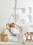 Load image into Gallery viewer, Teak Frame Canvas Hanging Chair - Boves Rast Blue