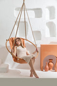 Load image into Gallery viewer, Teak Frame Canvas Hanging Chair - Bresse Rast Blue