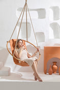 Load image into Gallery viewer, Teak Frame Canvas Hanging Chair - Bresse Rast Blue