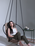 Load image into Gallery viewer, MernLiving leather hanging chair hammock swing indoor outdoor modern chair vegan leather scandinavian style hngesessel silla colgante hanging chair, hammock chair, swing chair, leather swing, hammock swing, egg chair, hanging egg chair, egg chair swing, garden egg chair, outdoor egg chair, leather hanging chair, hanging chair for bedroom, indoor hanging chair , patio egg chair, rattan hanging chair, indoor hammock chair