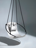 Load image into Gallery viewer, MernLiving leather hanging chair hammock swing indoor outdoor modern chair vegan leather scandinavian style hngesessel silla colgante hanging chair, hammock chair, swing chair, leather swing, hammock swing, egg chair, hanging egg chair, egg chair swing, garden egg chair, outdoor egg chair, leather hanging chair, hanging chair for bedroom, indoor hanging chair , patio egg chair, rattan hanging chair, indoor hammock chair