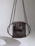 Load image into Gallery viewer, MernLiving leather hanging chair hammock swing indoor outdoor modern chair vegan leather scandinavian style hngesessel silla colgante hanging chair, hammock chair, swing chair, leather swing, hammock swing, egg chair, hanging egg chair, egg chair swing, garden egg chair, outdoor egg chair, leather hanging chair, hanging chair for bedroom, indoor hanging chair , patio egg chair, rattan hanging chair, indoor hammock chair