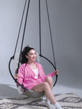 Load image into Gallery viewer, MernLiving leather hanging chair hammock swing indoor outdoor modern chair vegan leather scandinavian style hngesessel silla colgante hanging chair, hammock chair, swing chair, leather swing, hammock swing, egg chair, hanging egg chair, egg chair swing, garden egg chair, outdoor egg chair, leather hanging chair, hanging chair for bedroom, indoor hanging chair , patio egg chair, rattan hanging chair, indoor hammock chair