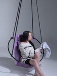 Load image into Gallery viewer, MernLiving leather hanging chair hammock swing indoor outdoor modern chair vegan leather scandinavian style hngesessel silla colgante hanging chair, hammock chair, swing chair, leather swing, hammock swing, egg chair, hanging egg chair, egg chair swing, garden egg chair, outdoor egg chair, leather hanging chair, hanging chair for bedroom, indoor hanging chair , patio egg chair, rattan hanging chair, indoor hammock chair