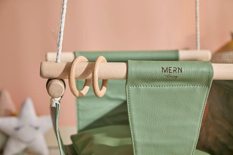 Leather Baby Swings - Mint