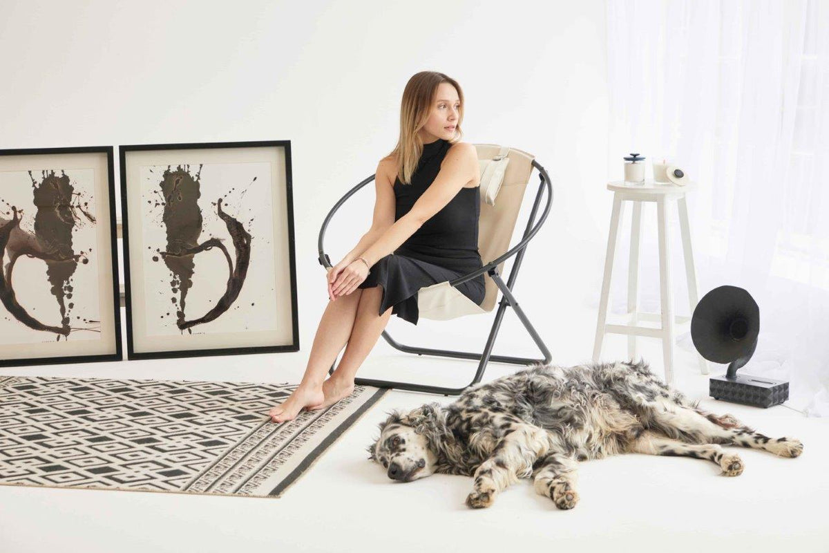 Leather Folding Chair - Off White