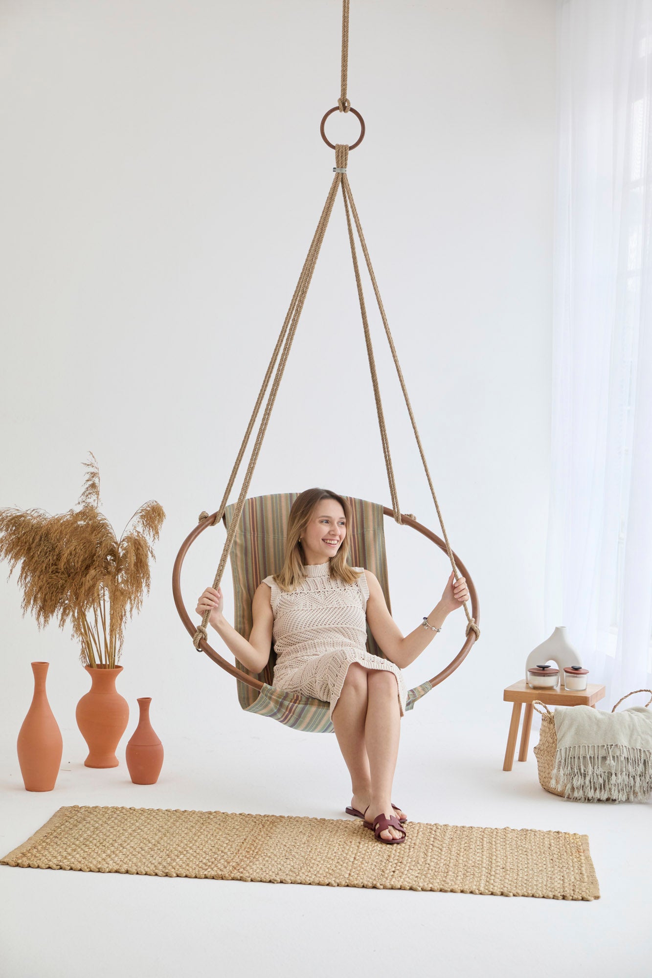 Silla colgante de cuero - Marrón