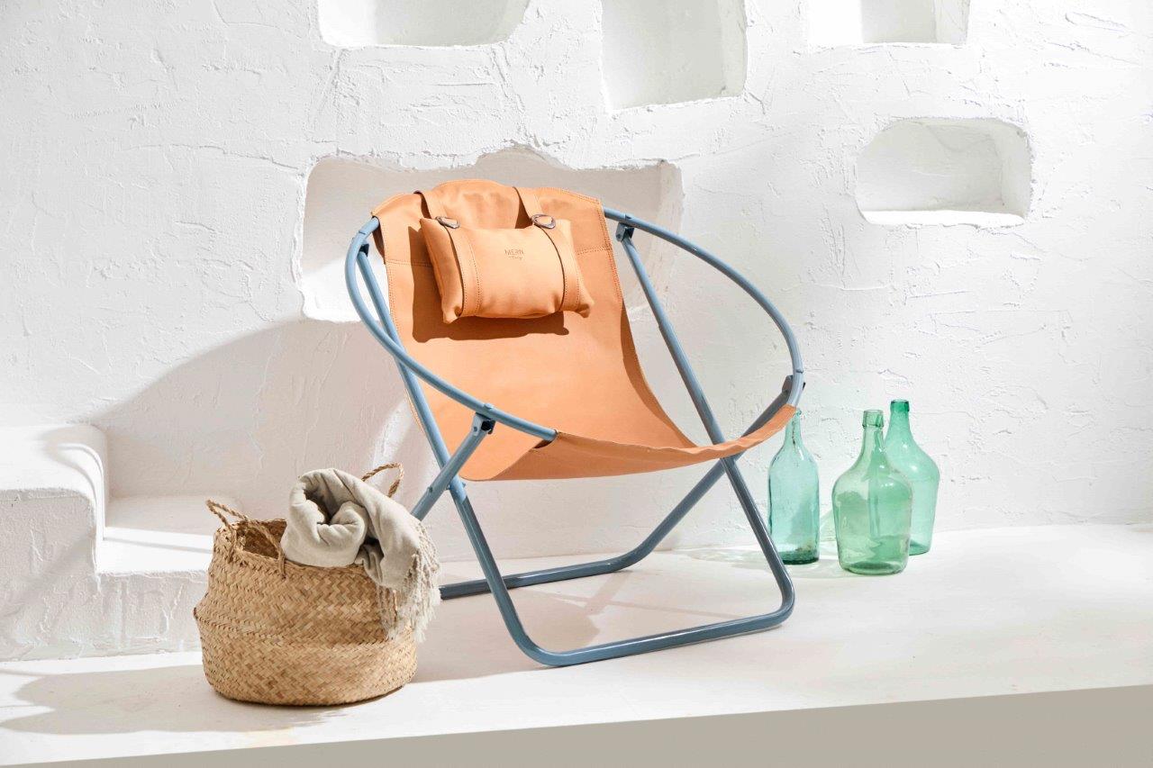 Leather Folding Chair - Orange