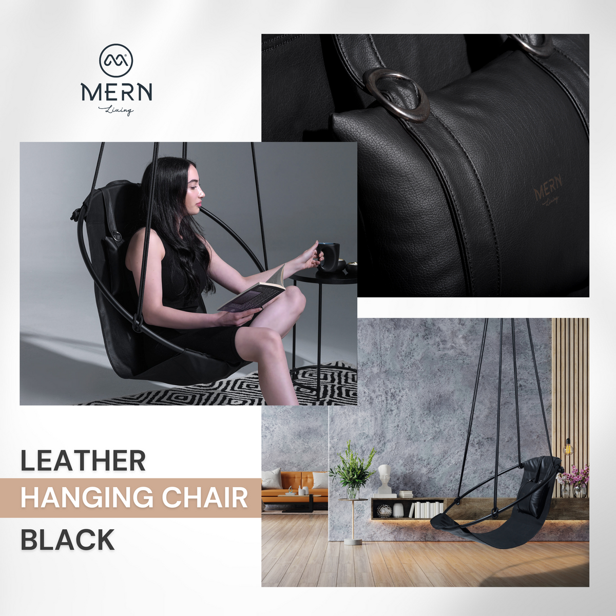 MernLiving leather hanging chair hammock swing indoor outdoor modern chair vegan leather scandinavian style hngesessel silla colgante hanging chair, hammock chair, swing chair, leather swing, hammock swing, egg chair, hanging egg chair, egg chair swing, garden egg chair, outdoor egg chair, leather hanging chair, hanging chair for bedroom, indoor hanging chair , patio egg chair, rattan hanging chair, indoor hammock chair