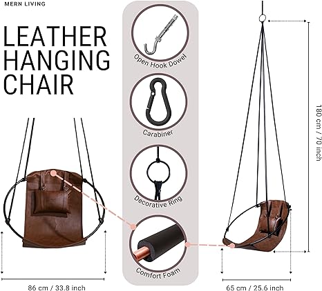 Leather Hanging Chair - Mink