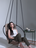 Load image into Gallery viewer, MernLiving leather hanging chair hammock swing indoor outdoor modern chair vegan leather scandinavian style hngesessel silla colgante hanging chair, hammock chair, swing chair, leather swing, hammock swing, egg chair, hanging egg chair, egg chair swing, garden egg chair, outdoor egg chair, leather hanging chair, hanging chair for bedroom, indoor hanging chair , patio egg chair, rattan hanging chair, indoor hammock chair
