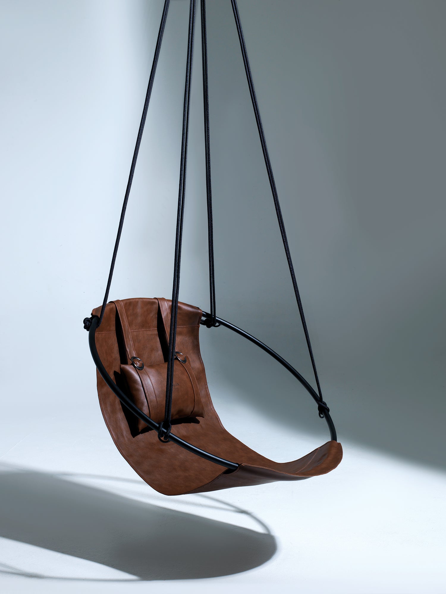 Leather Hanging Chair Brown Mern Living