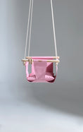Cargar la imagen en la vista de la galería, baby swing, lether baby swing, canvas baby swing, toddlers swing, kids swing, kids room decor, baby room decor
